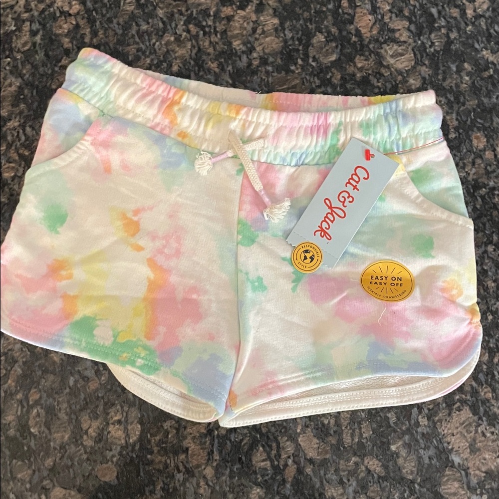 Bundle NWT Old Navy Pink Skort with Cherry Print and Tye Dye Shorts - Picture 9 of 12